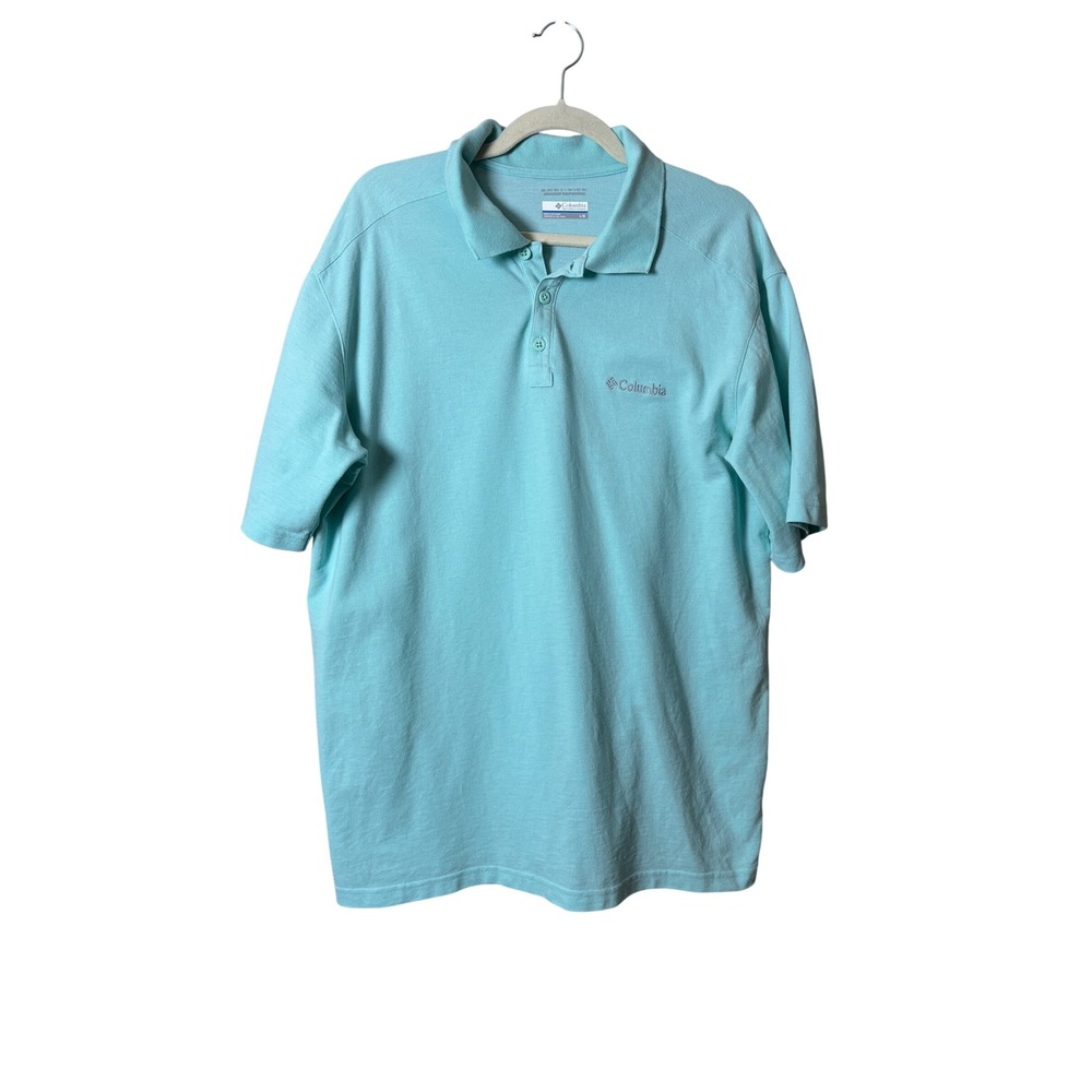 Columbia Mens Polo Large Mint Green Omni-Wick Short Sleeve Piqué AM6151 Gorpcore